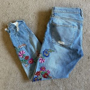 Zara Jeans | Embroidered & Distressed